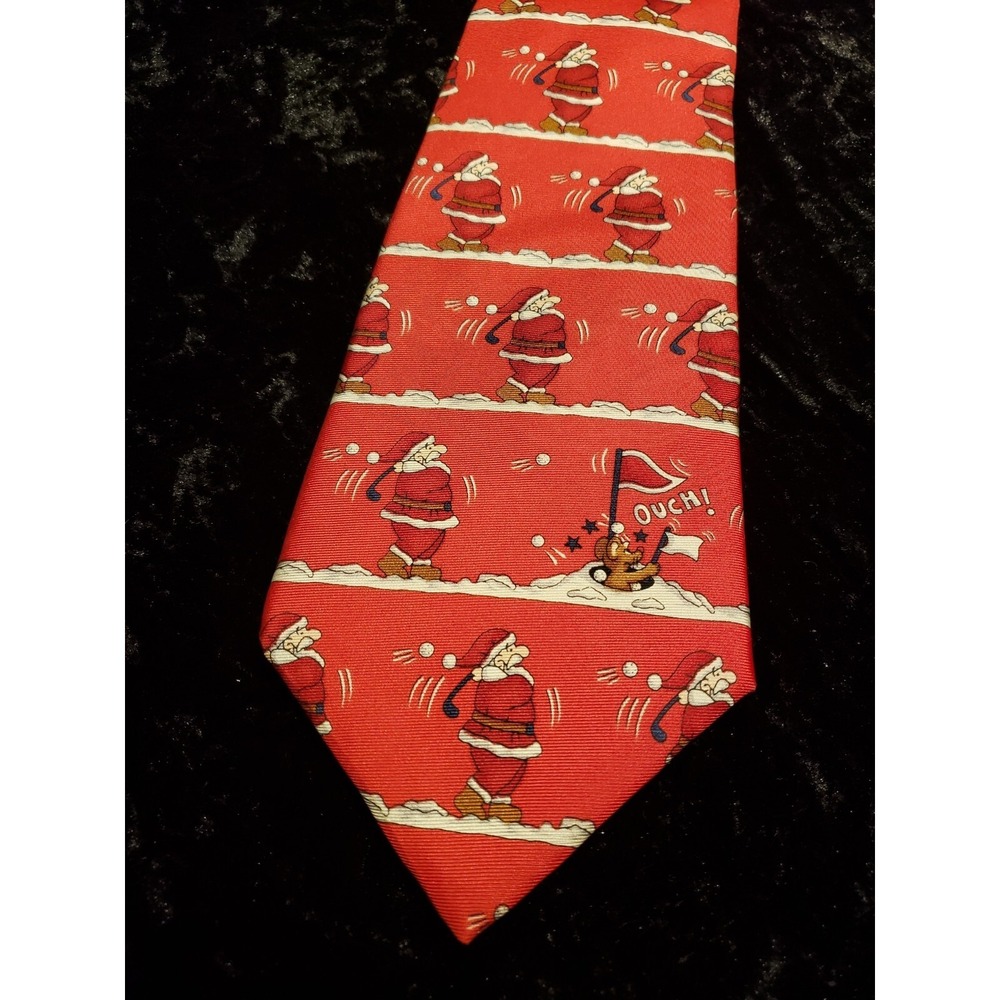 Andhurst Santa Claus Golfing Neck Tie Mens Red White Sport Novelty Holidays